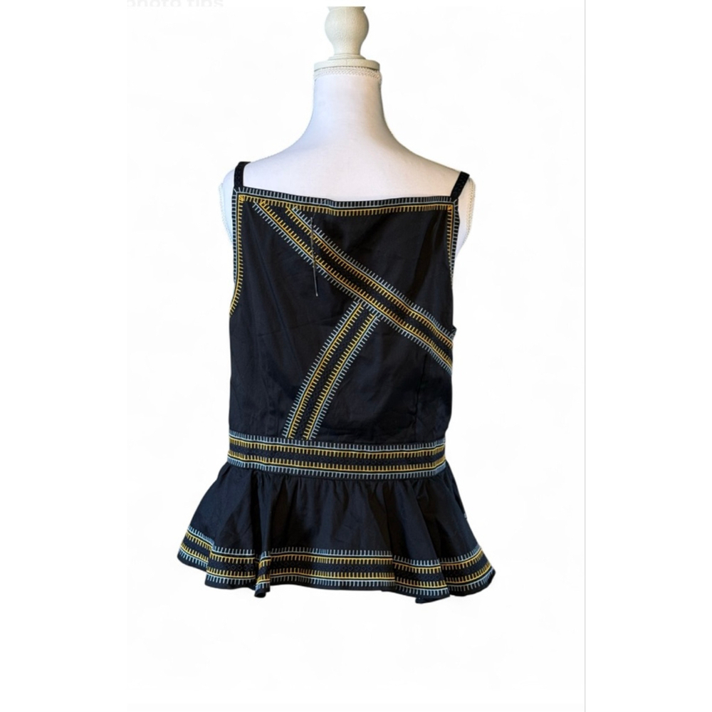 White House Black Market Embroidered Peplum Tank Top Black Size 12 NWT - Picture 2 of 5